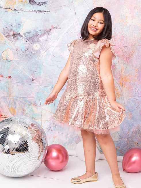 Big Girls Blush Sequin Ruffle Tutu Junior Bridesmaid Dress 8-12 - SophiasStyle.com